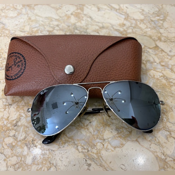 RAYBAN AUTHENTIC AVIATOR RB3025 Matte Gunmetal w/ Aviator Silver Flash lenses - Picture 1 of 11
